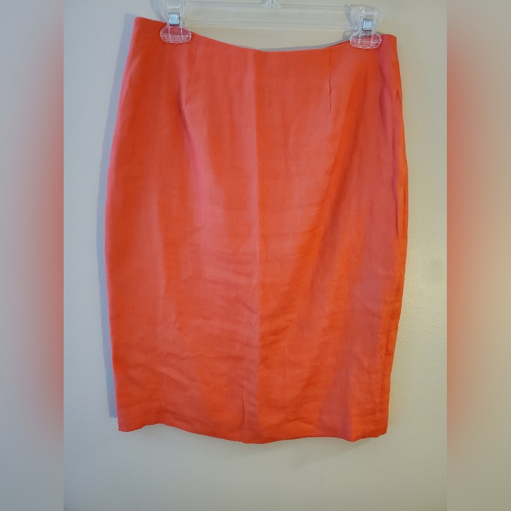 Eric Signature Coral Linen Pencil Skirt Womens Size 4
